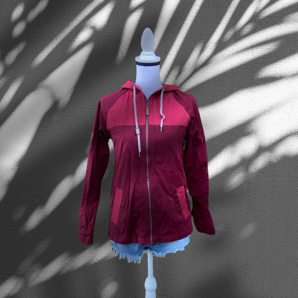 Dravus Two-Tone Red Full Zip Hooded Long Sleeve Jacket Women's Size XS